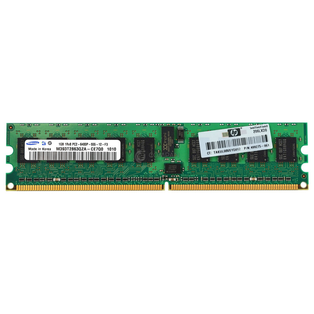 499275-061 HP MEMORY 1GB 1RX8 PC2 6400P 800MHZ DDR2 - 497763-B21